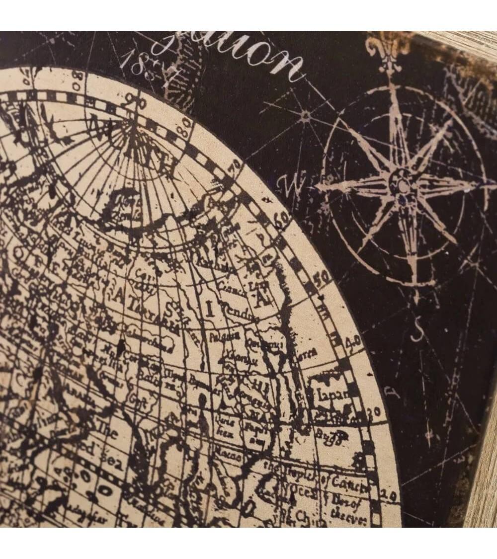 Dcasa Set De 2 Cajas Libro De Madera De Mapa Negro