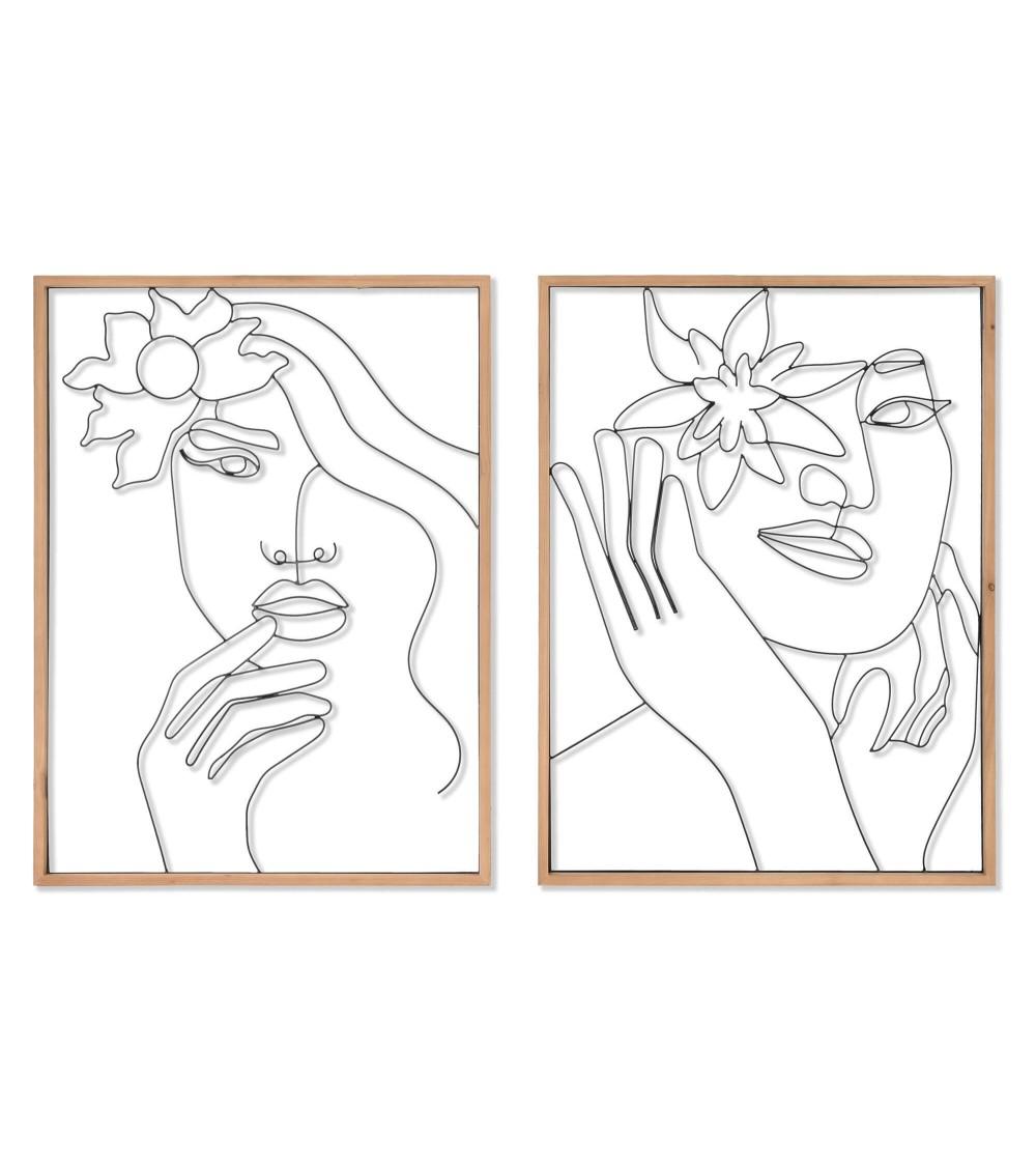 Dcasa Set de 2 Lienzo mujer escandinavo 60x80 cm