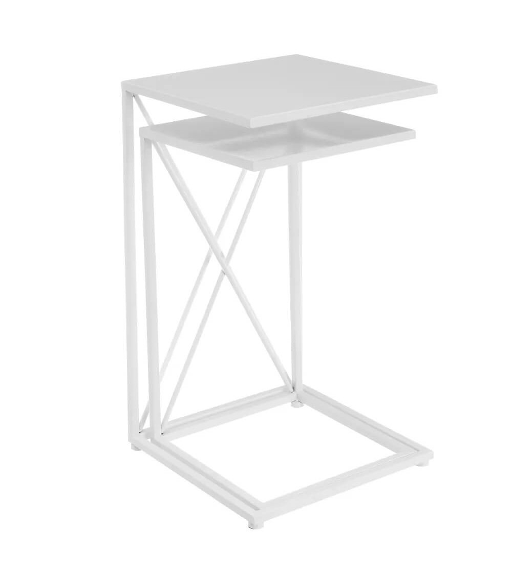 Dcasa Set De 2 Mesitas Nido De Hierro Blancas