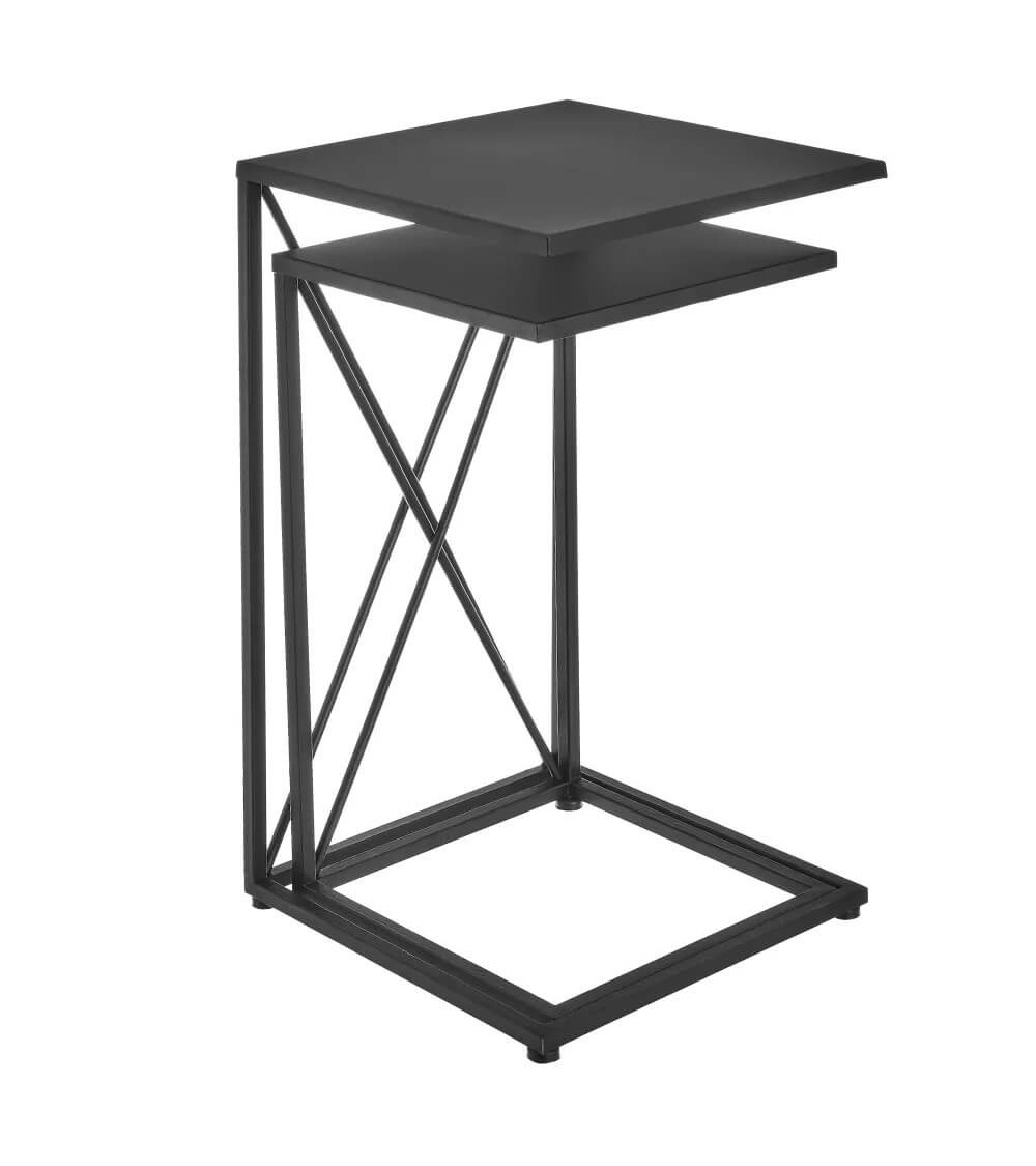 Dcasa Set De 2 Mesitas Nido De Hierro Negras