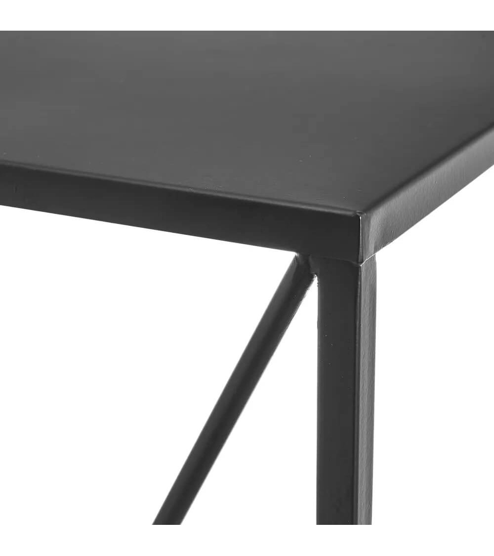 Dcasa Set De 2 Mesitas Nido De Hierro Negras