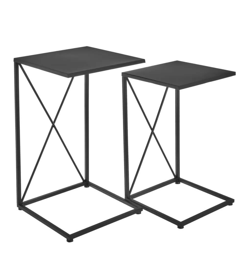 Dcasa Set de 2 mesitas nido de hierro negras