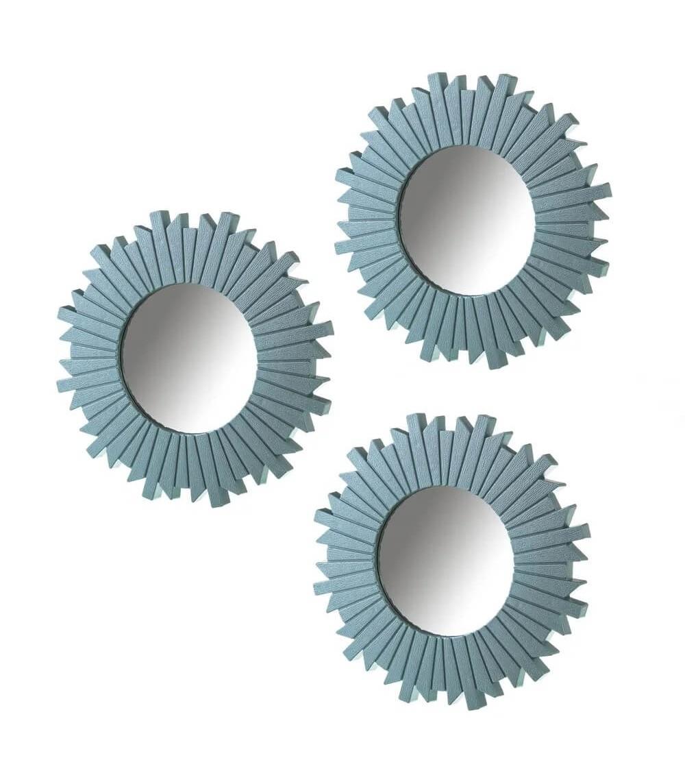Dcasa Set de 3 espejos sol azules de plástico