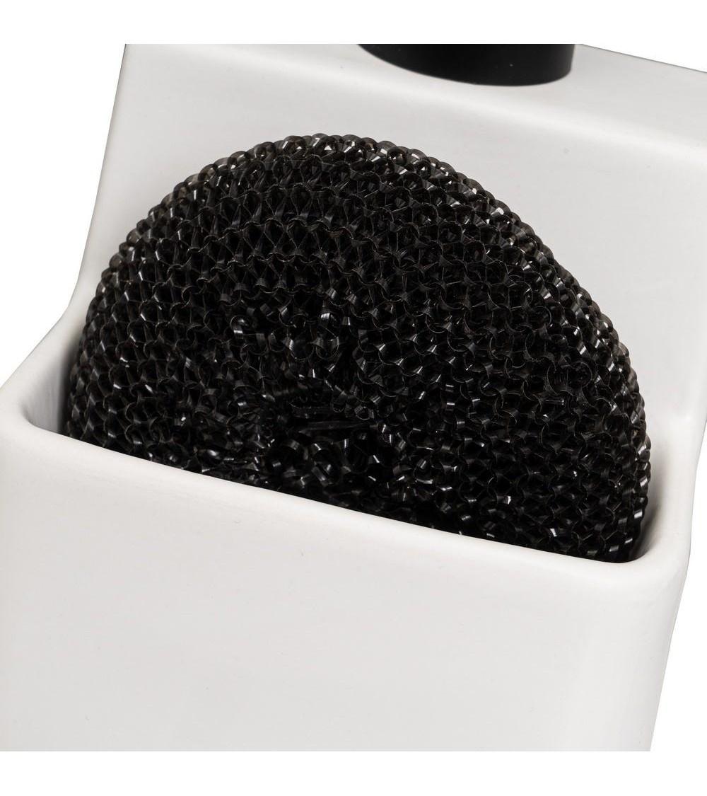 Dcasa Dispensador Con Estropajo Blanco De Cerámica De 10x10x15 Cm