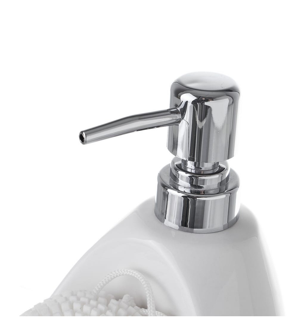 Dcasa Dispensador Con Estropajo Blanco De Cerámica De 11x12x21 Cm