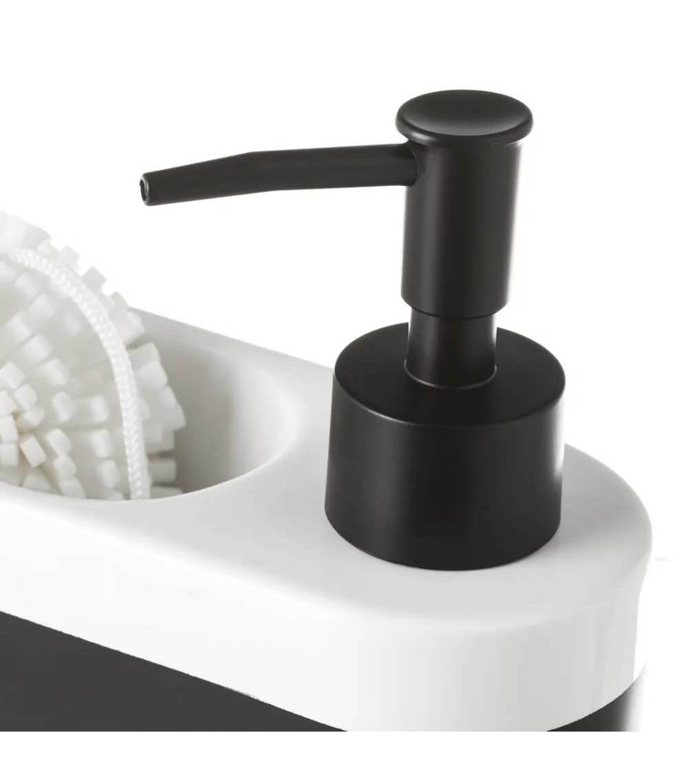 Dcasa Dispensador Con Estropajo Blanco Y Negro Contemporáneo De Cerámica