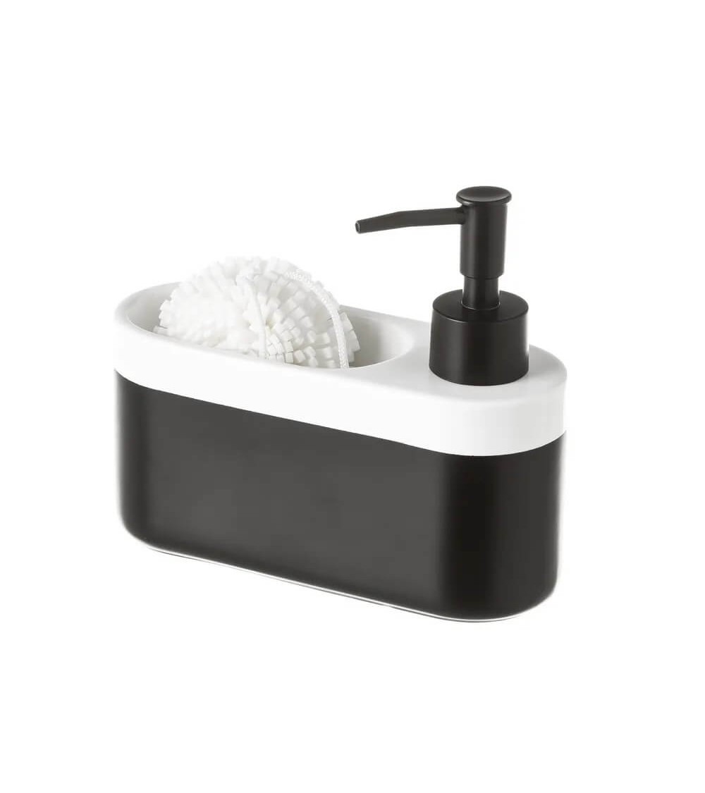 Dcasa Dispensador con estropajo blanco y negro contemporáneo de cerámica