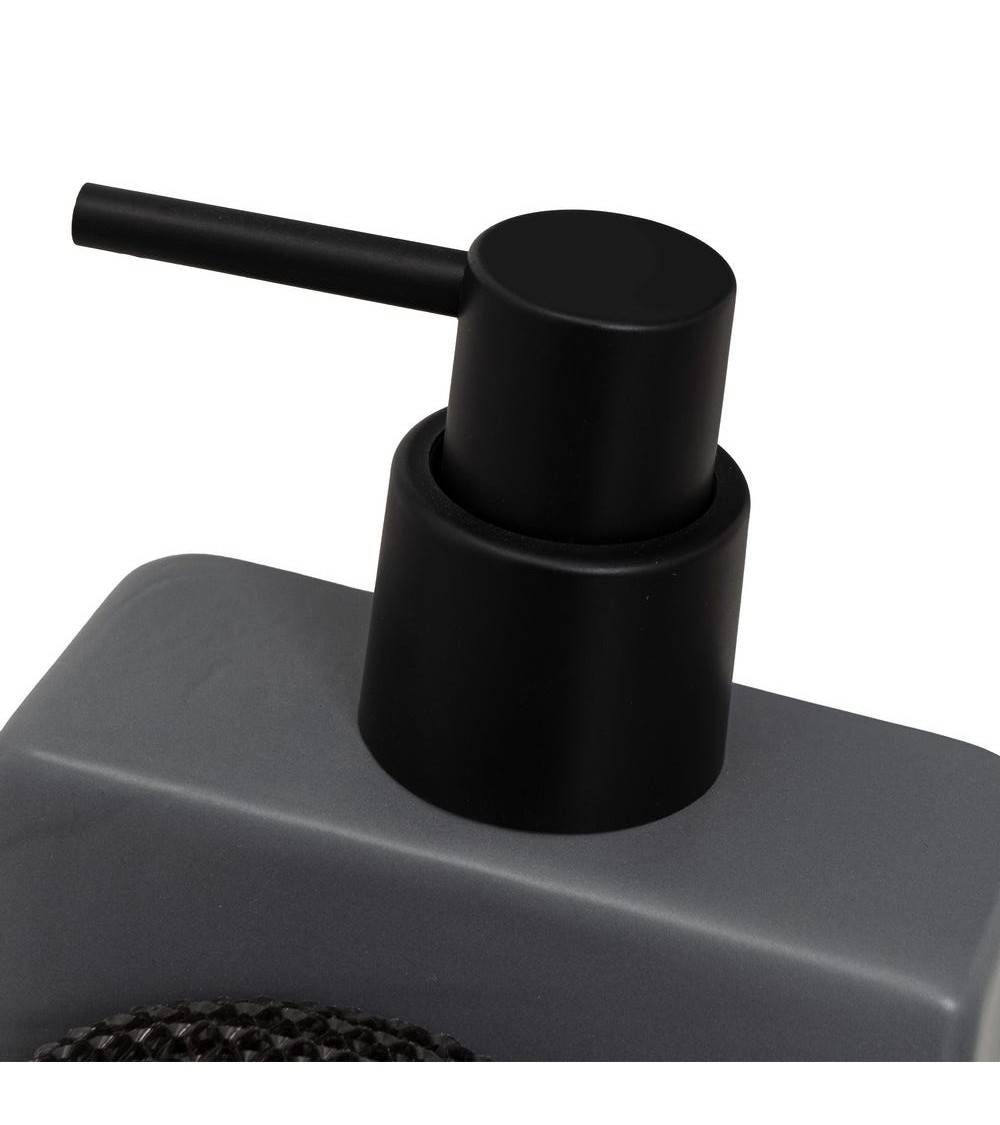 Dcasa Dispensador Con Estropajo Gris De Cerámica De 10x10x15 Cm