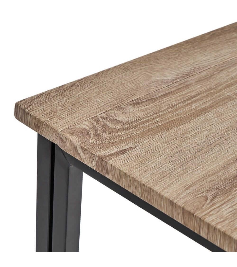 Dcasa Escritorio Plegable Negro Y Natural De Madera Y Metal De 91x45x74 Cm