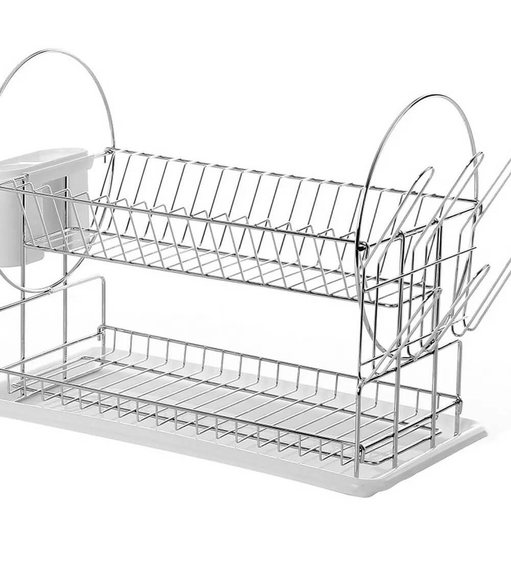 Dcasa Escurreplatos 2 Alturas Hierro Cromado Moderno Para Cocina