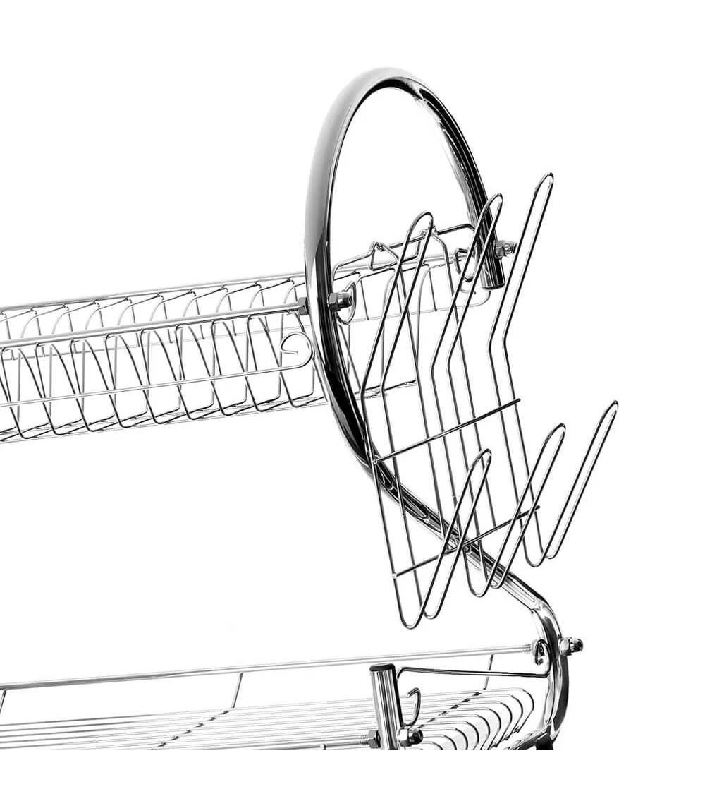 Dcasa Escurreplatos 2 Pisos Con Bandeja Plateado De Metal De 55x32x20 Cm