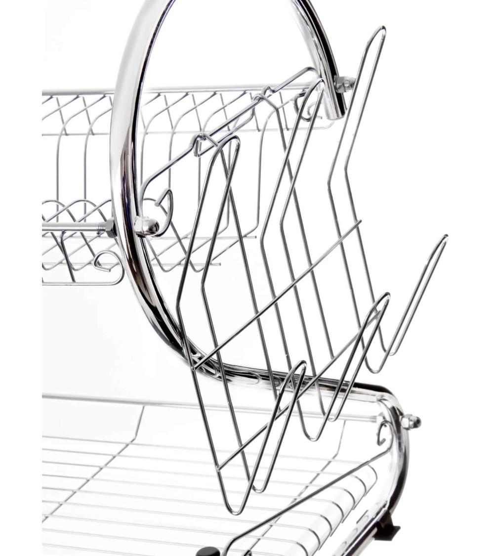 Dcasa Escurreplatos 2 Pisos Con Bandeja Plateado De Metal De 55x32x20 Cm