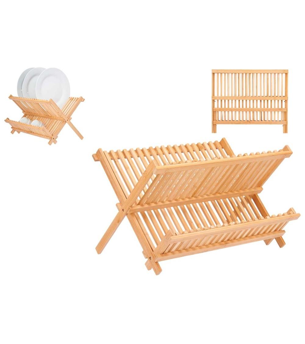 Dcasa Escurreplatos De 2 Alturas Marrón De Bambú Oriental