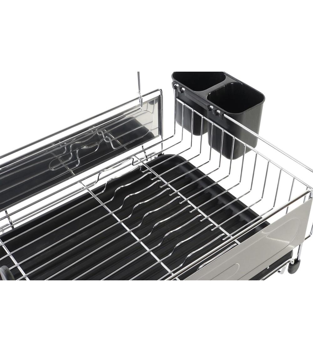 Dcasa Escurreplatos De Acero Inoxidable Con Bandeja Color Negro