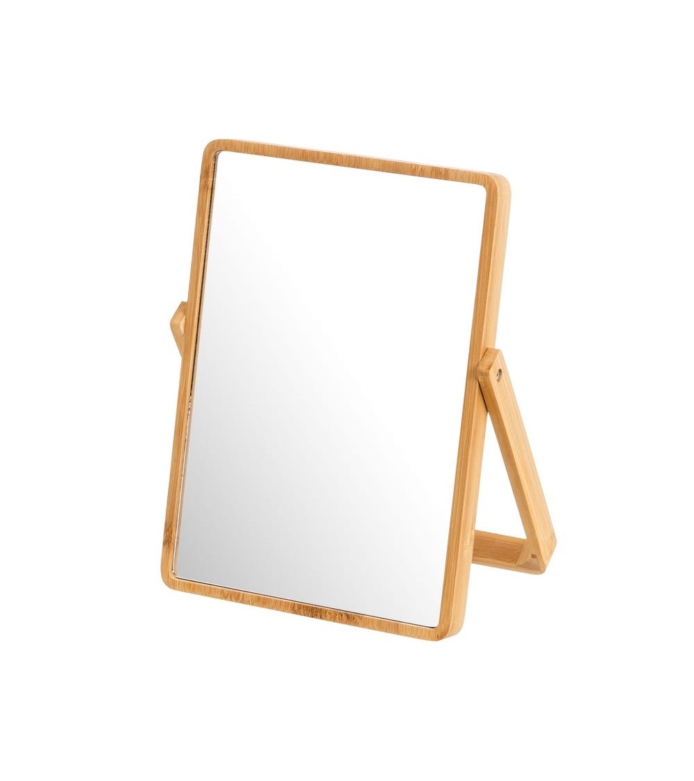 Dcasa Espejo de tocador blanco de bambú marrón nórdico
