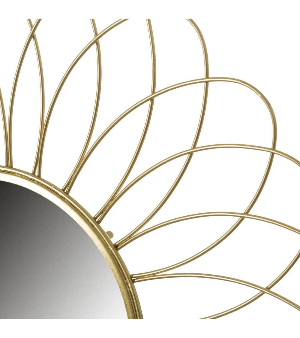 Dcasa Espejo Flor Dorado De Metal Minimalista Para Decoración De 49 Cm France