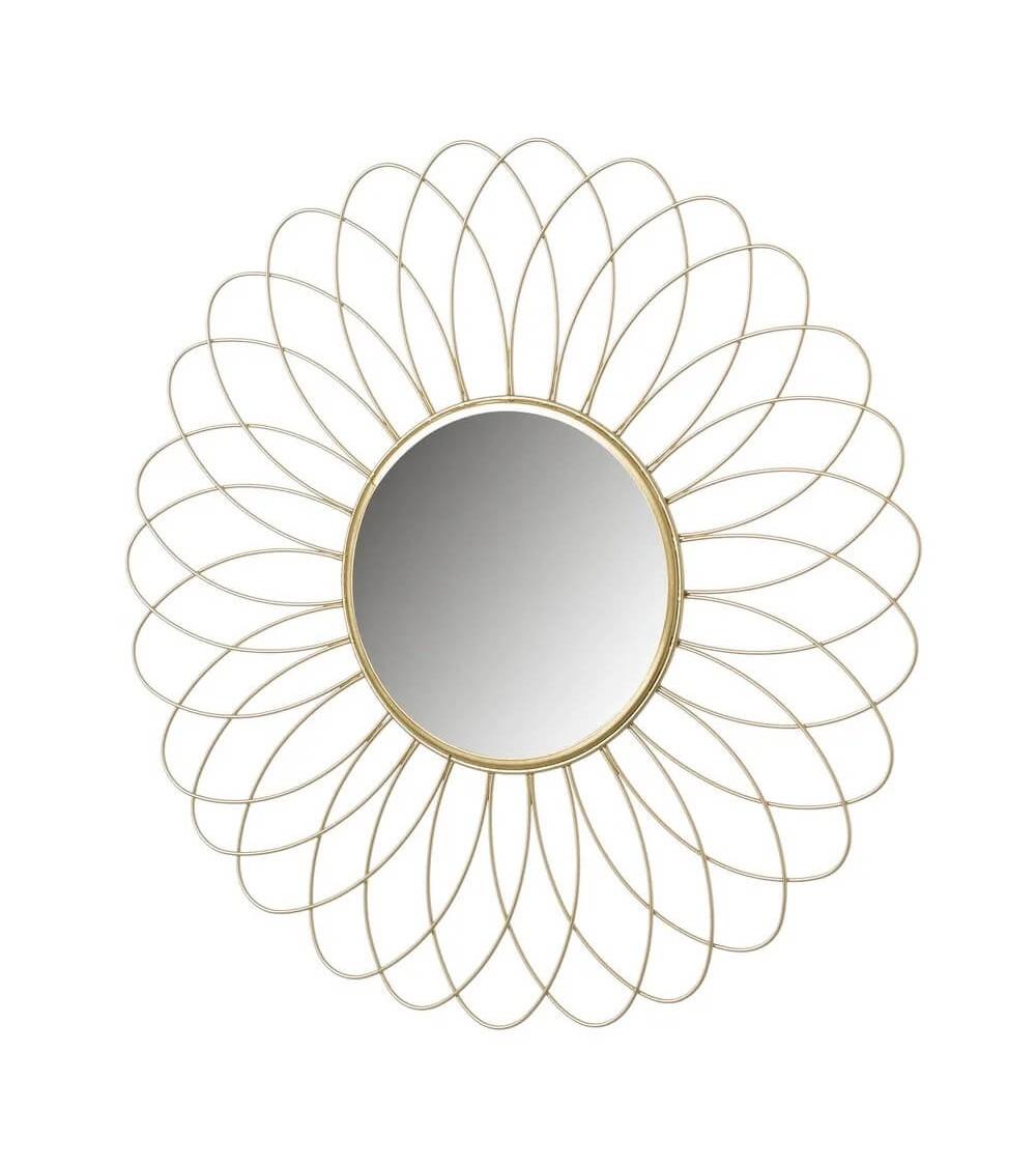 Dcasa Espejo flor dorado de metal minimalista para decoración de 49 cm France