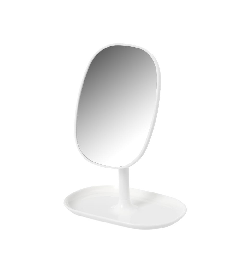 Dcasa Espejo joyero giratorio blanco de plástico de 16x11x22 cm