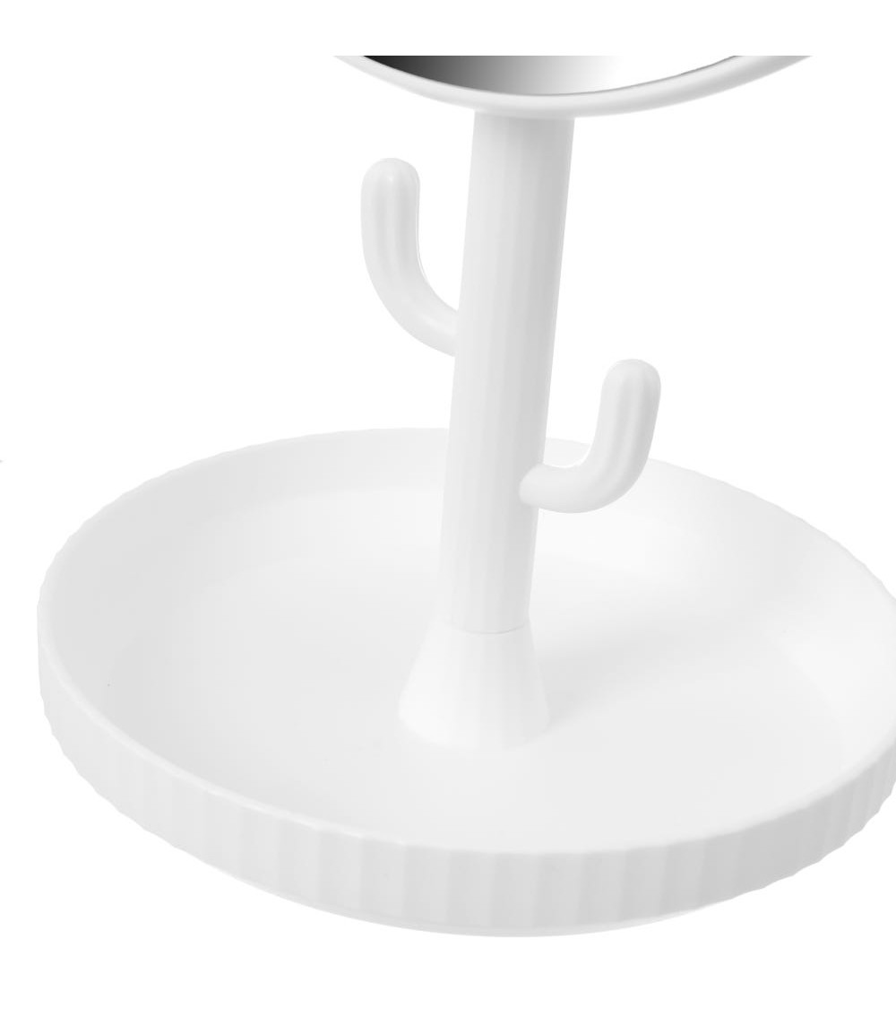 Dcasa Espejo Joyero Giratorio Blanco De Plástico De 17x16x29 Cm