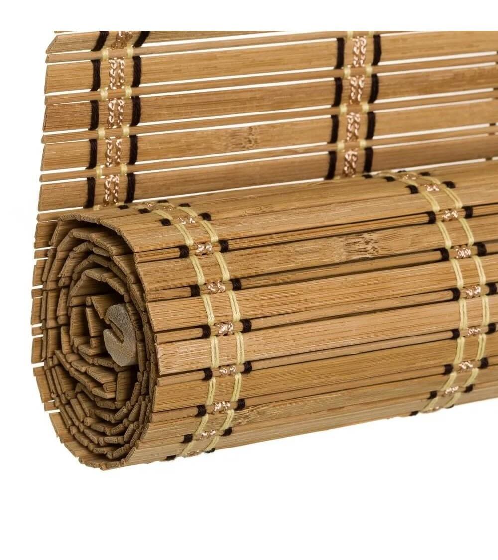 Dcasa Estor Enrollable Beige De Láminas De Bambú De 120x180 Cm