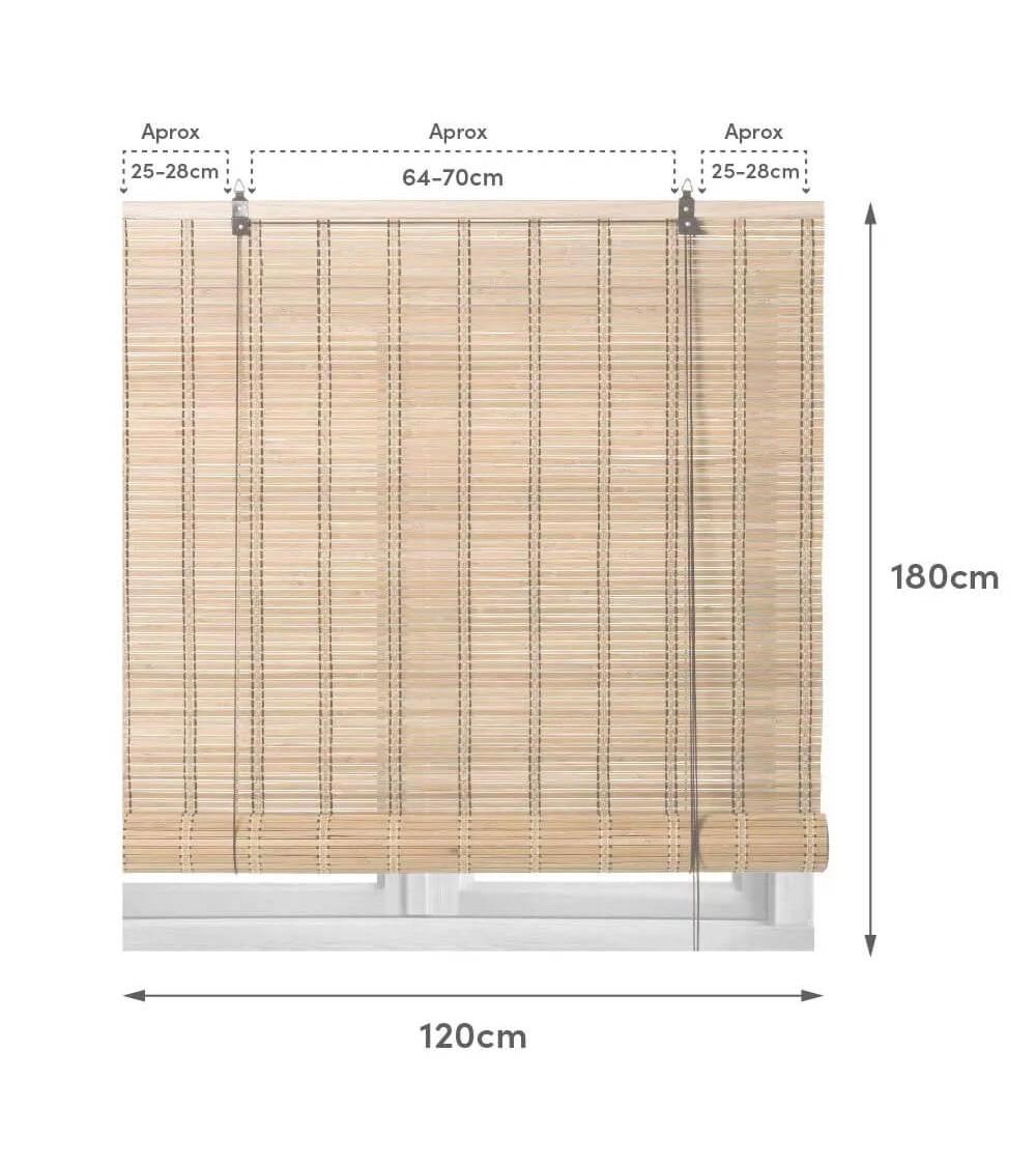 Dcasa Estor Enrollable Beige De Láminas De Bambú De 120x180 Cm