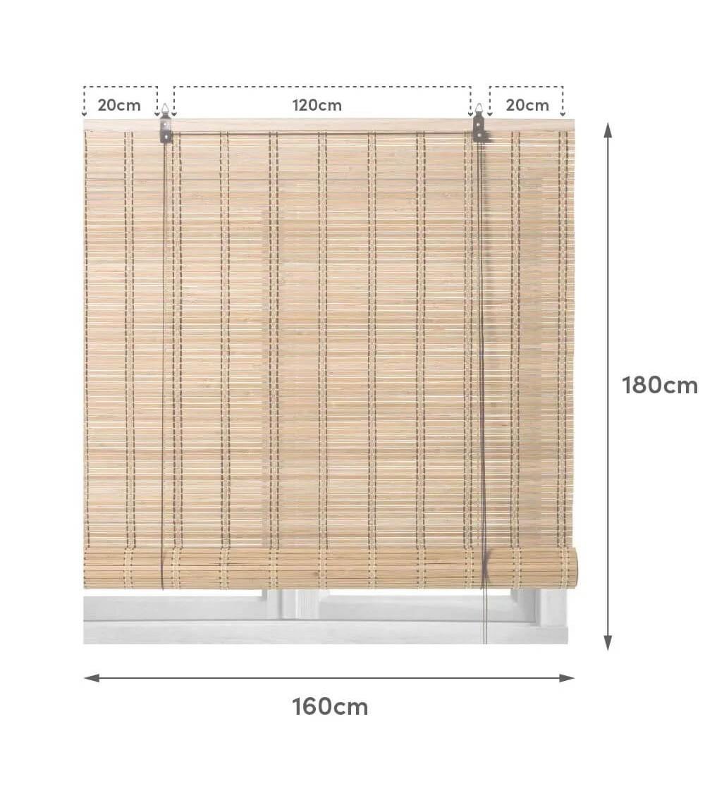 Dcasa Estor Enrollable Beige De Láminas De Bambú De 160x180 Cm