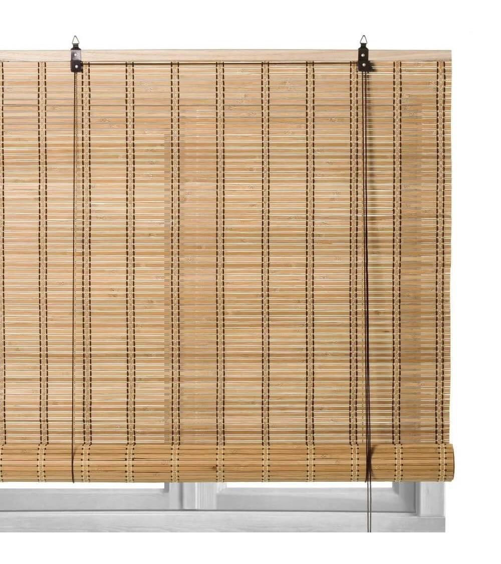 Dcasa Estor enrollable beige de láminas de bambú de 90x180 cm