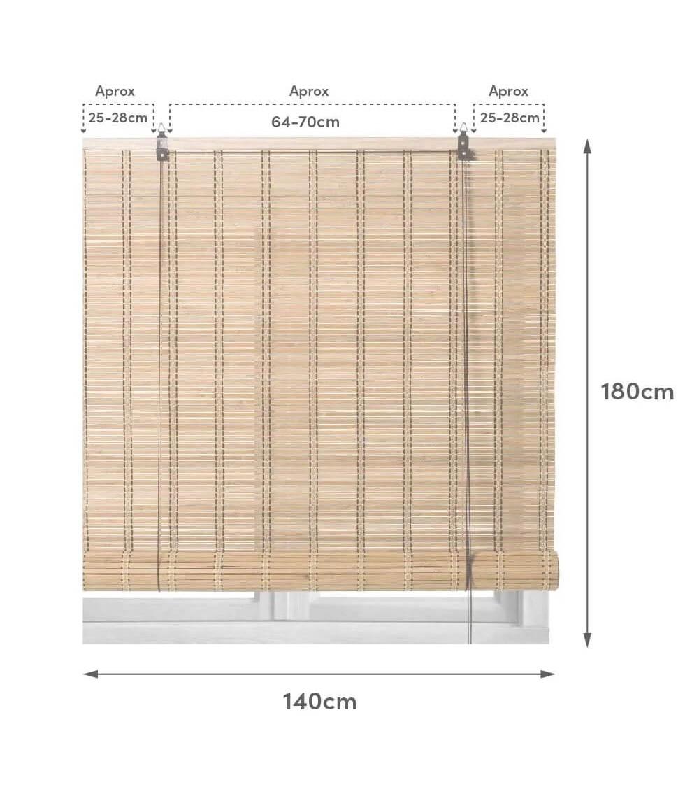 Dcasa Estor Enrollable Beige De Varillas De Bambú De 140x180 Cm