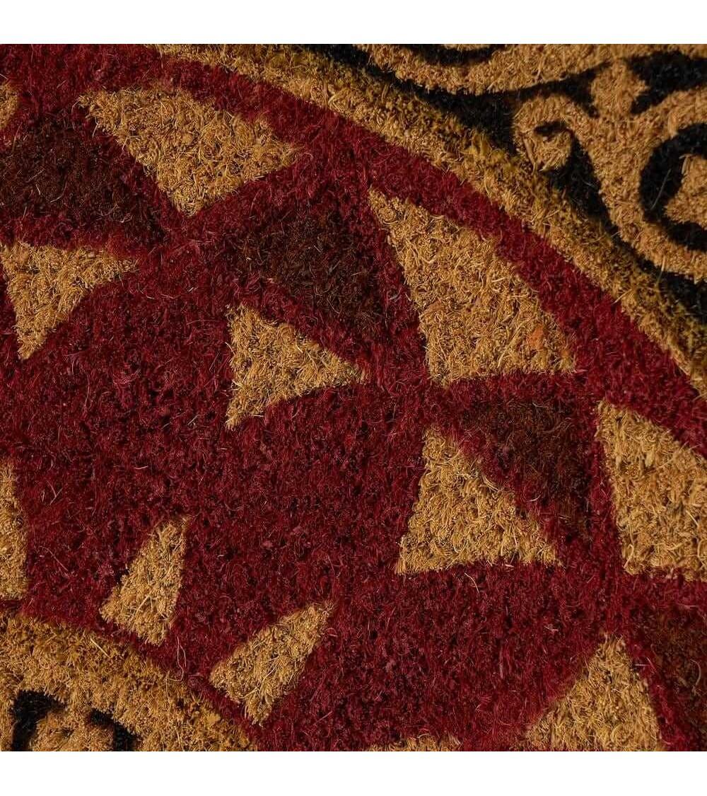 Dcasa Felpudo Abanico Antideslizante Granate De Fibra De Coco De 60x40 Cm