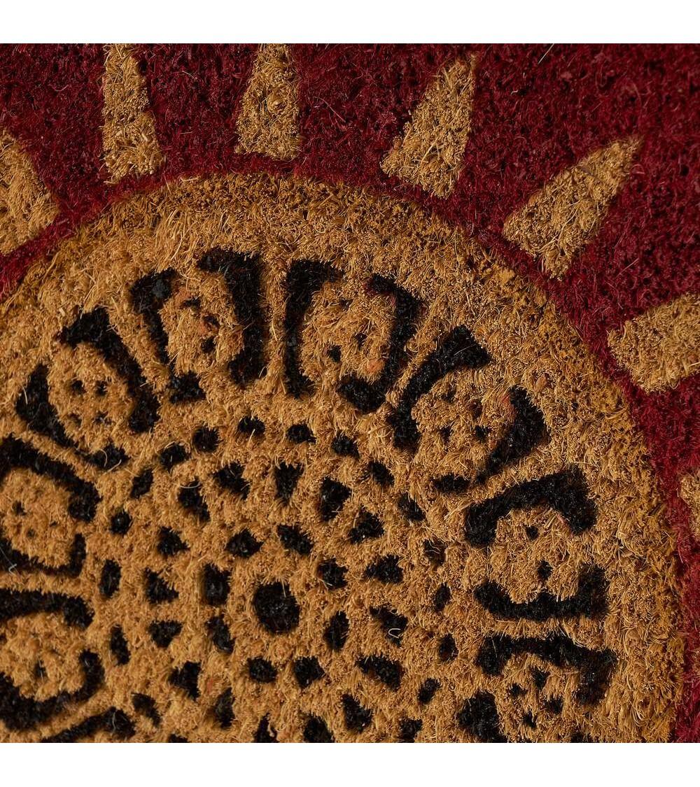 Dcasa Felpudo Abanico Antideslizante Granate De Fibra De Coco De 60x40 Cm