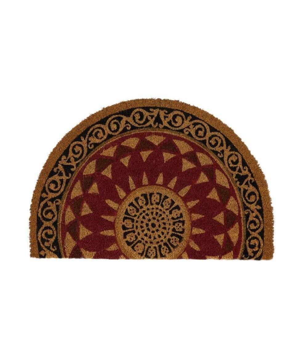 Dcasa Felpudo abanico antideslizante granate de fibra de coco de 60x40 cm