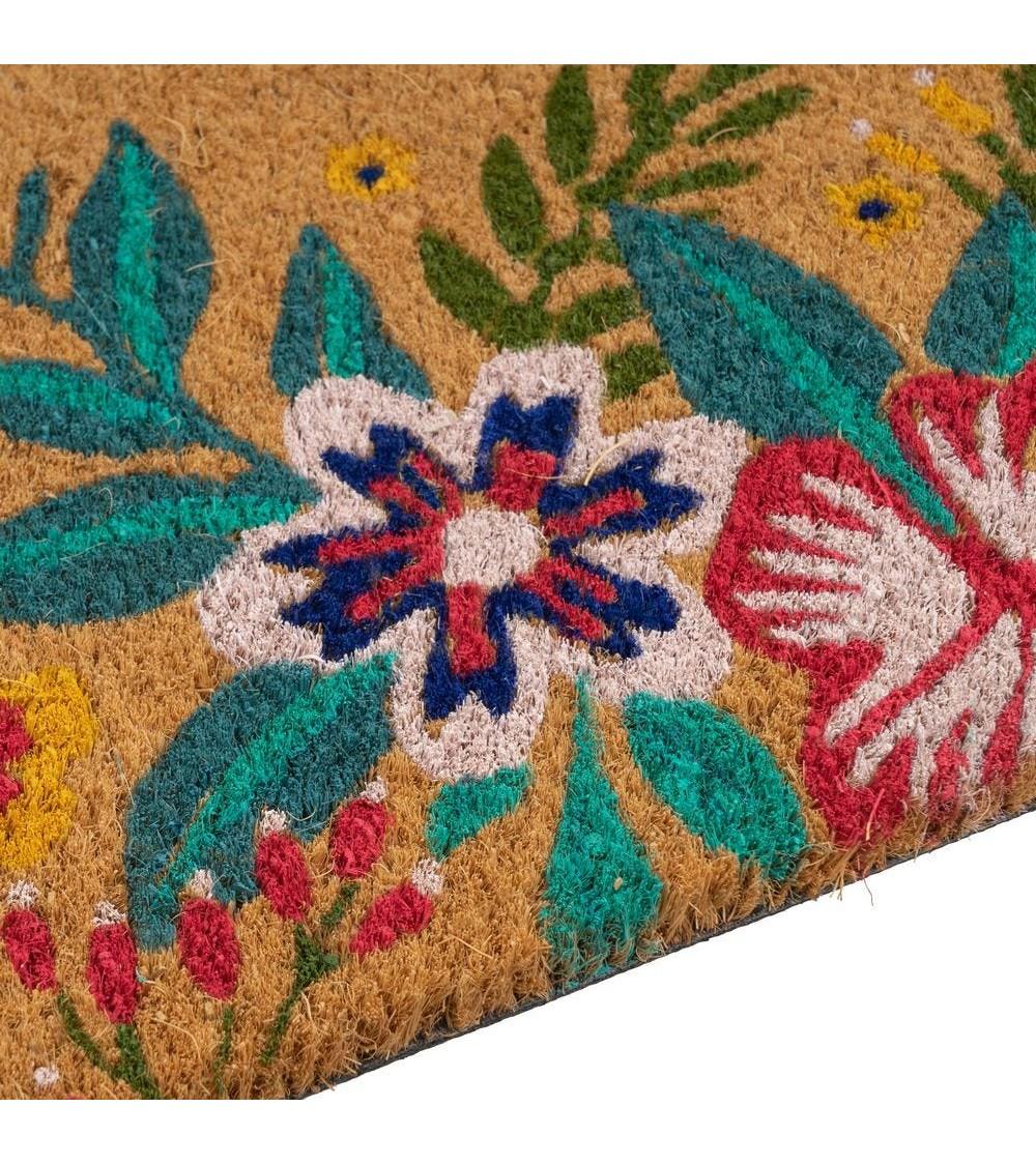Dcasa Felpudo Antideslizante Bienvenido Jardin De Fibra De Coco Para Entrada De 60x40 Cm
