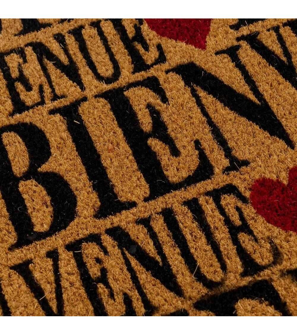 Dcasa Felpudo Antideslizante Bienvenido Negro De Fibra De Coco Natural De 60x40 Cm