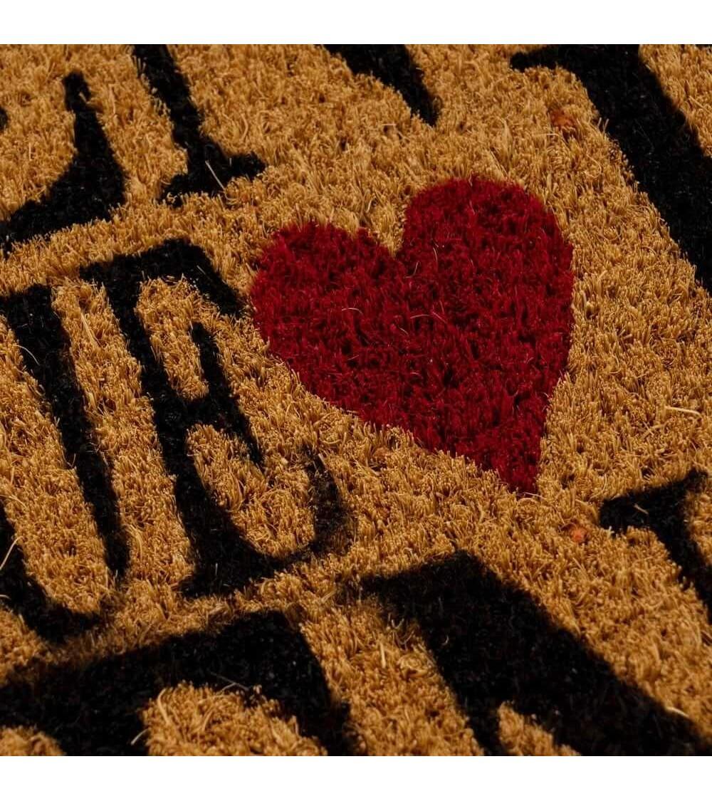 Dcasa Felpudo Antideslizante Bienvenido Negro De Fibra De Coco Natural De 60x40 Cm