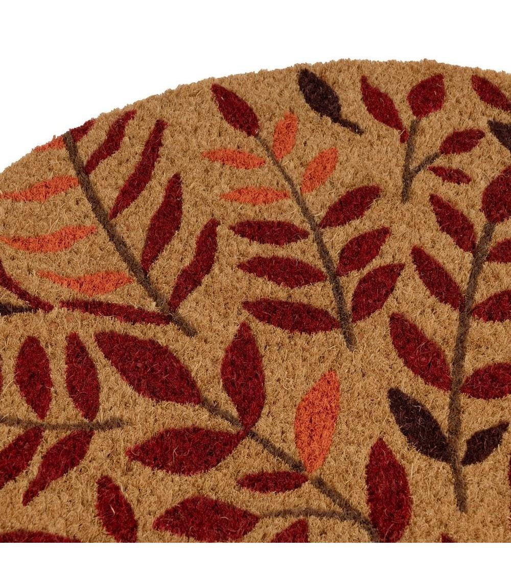 Dcasa Felpudo Antideslizante Clasico De Fibra De Coco Natural Hojas Marron De 60x40 Cm
