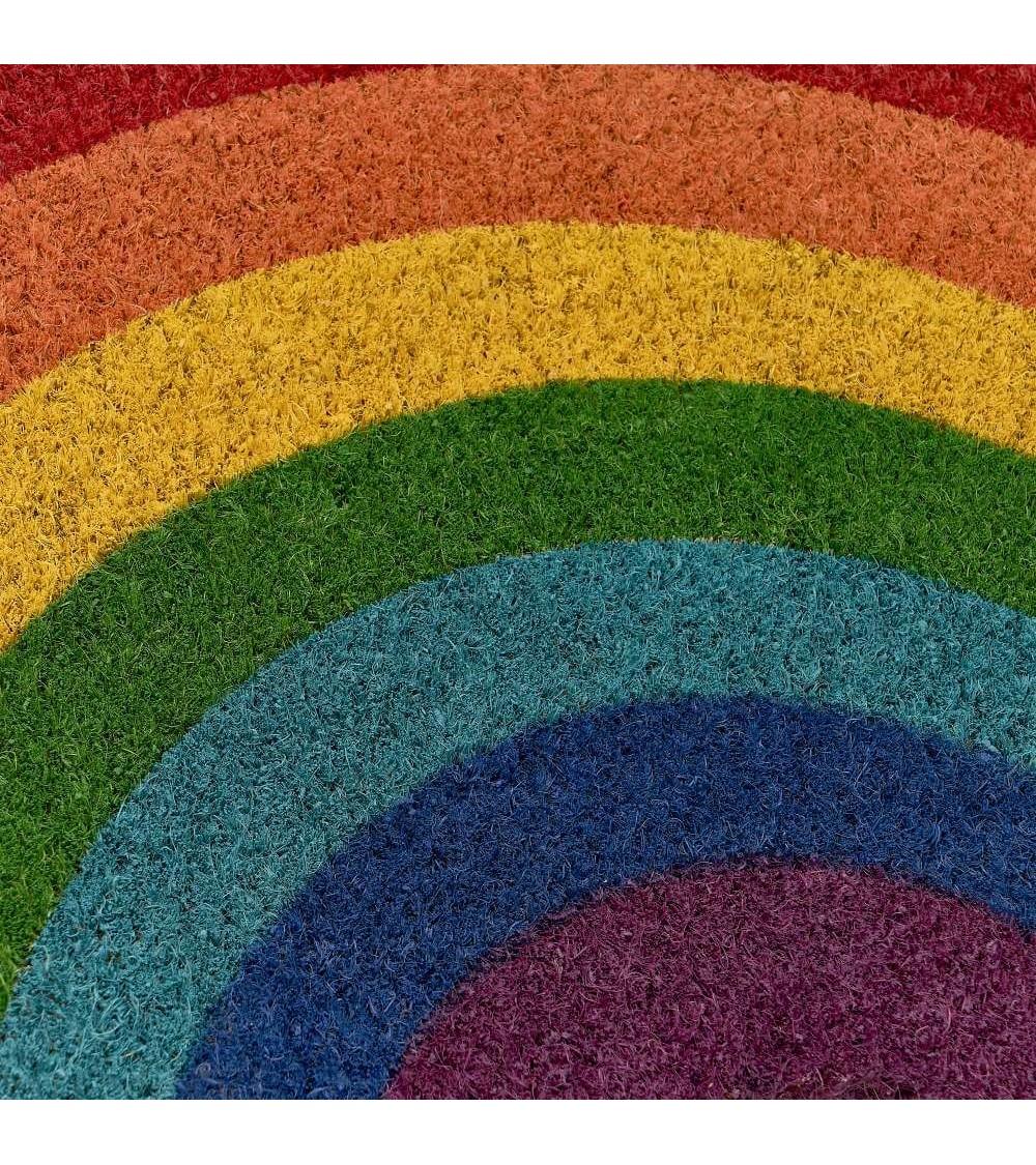 Dcasa Felpudo Antideslizante De Arcoiris De Fibra De Coco Natural De 60x40 Cm