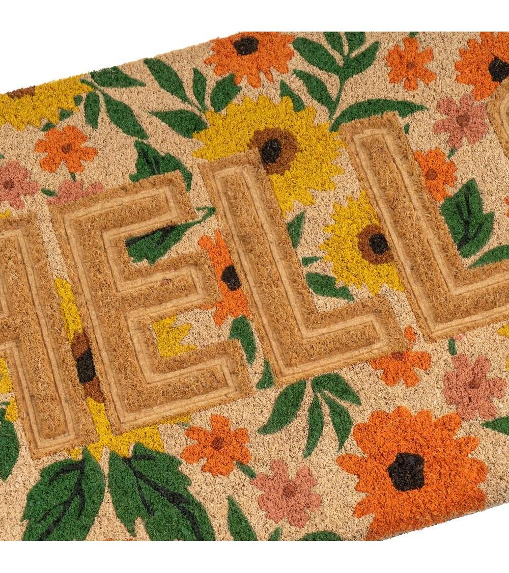 Dcasa Felpudo Antideslizante De Calidad De Fibra De Coco Natural Hello De 60x40 Cm
