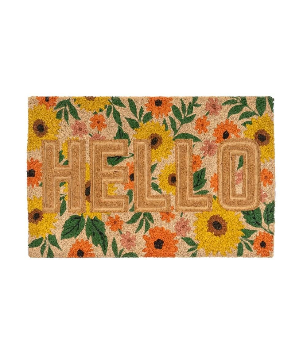 Dcasa Felpudo antideslizante de calidad de fibra de coco natural Hello de 60x40 cm