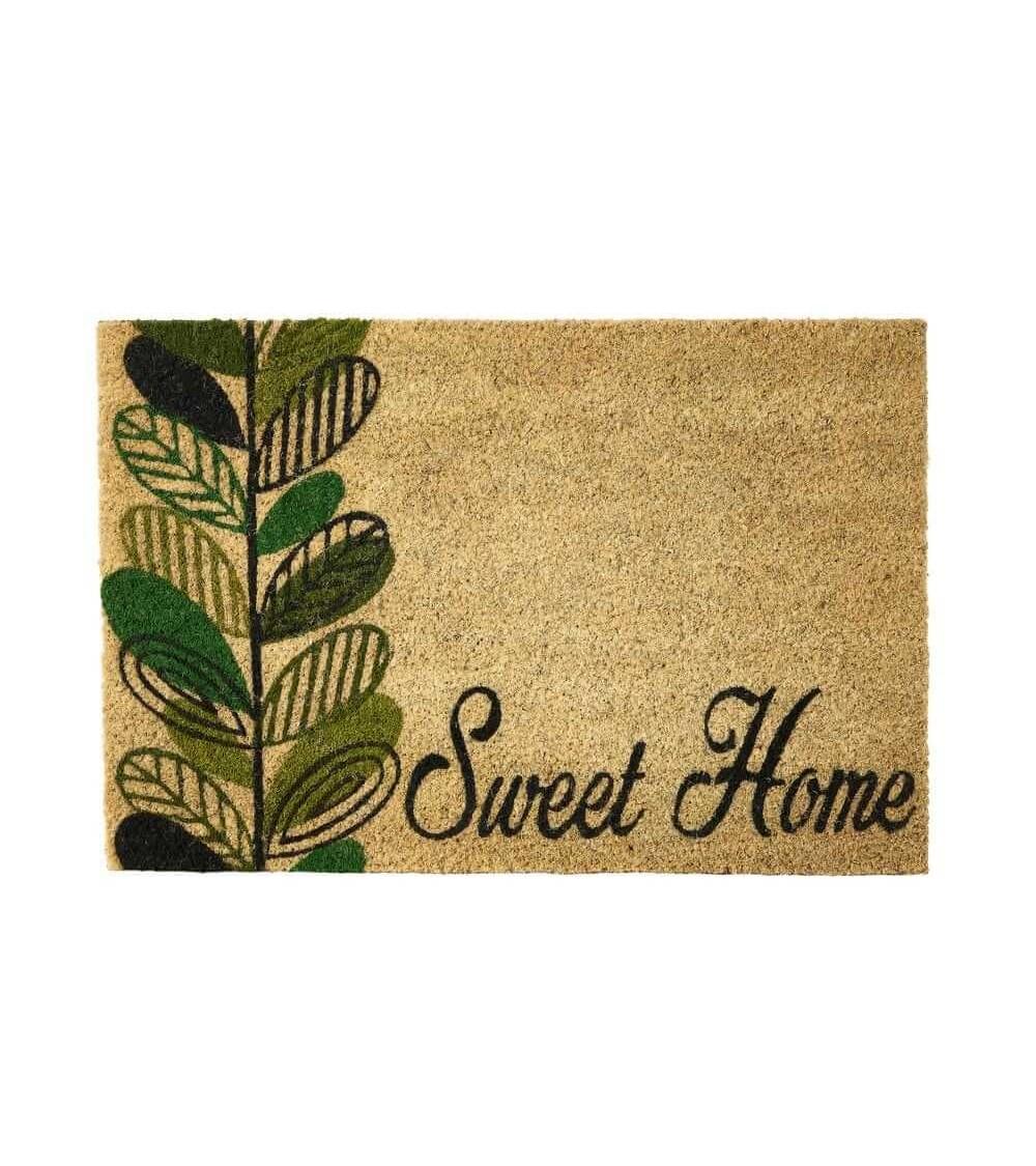 Dcasa Felpudo antideslizante de hojas marrón de fibra de coco de 60x40 cm