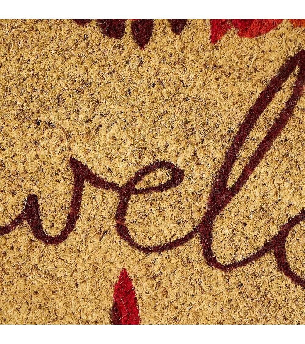 Dcasa Felpudo Antideslizante De Hojas Ocre De Fibra De Coco De 60x40 Cm