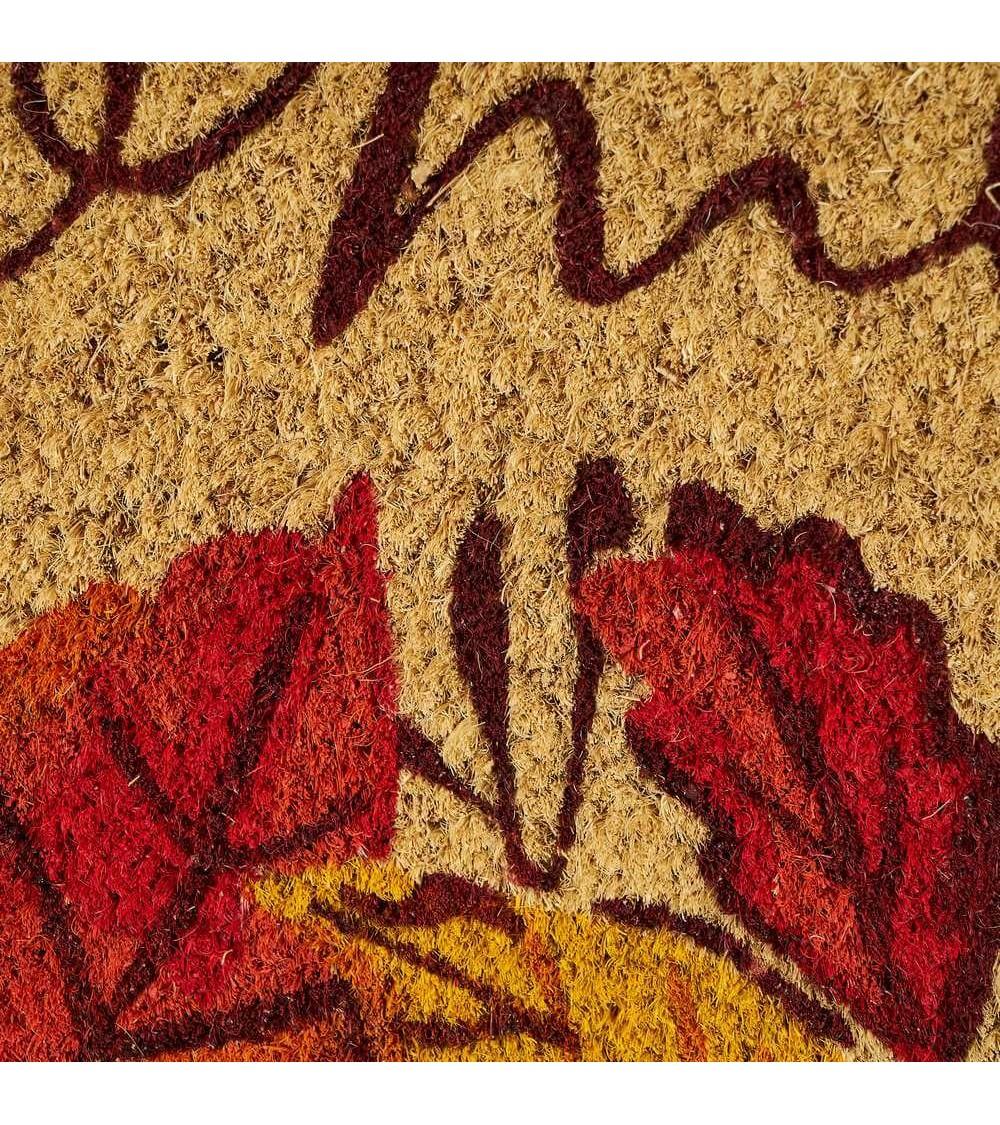 Dcasa Felpudo Antideslizante De Hojas Ocre De Fibra De Coco De 60x40 Cm