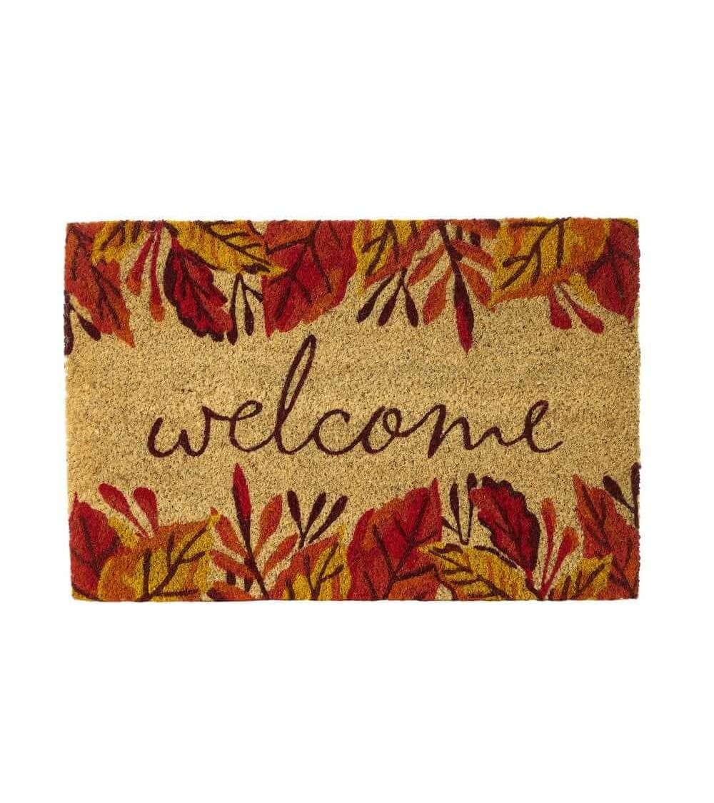 Dcasa Felpudo antideslizante de hojas ocre de fibra de coco de 60x40 cm