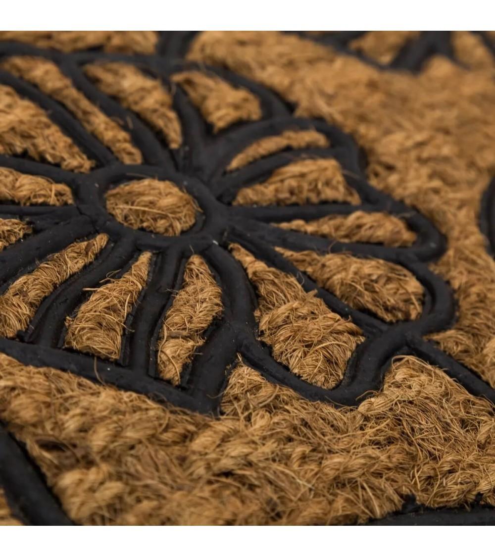 Dcasa Felpudo Antideslizante Flores De Fibra Natural De Coco De 60x40 Cm