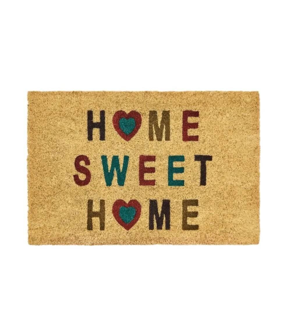 Dcasa Felpudo antideslizante frases de fibra de coco natural de 60x40 cm