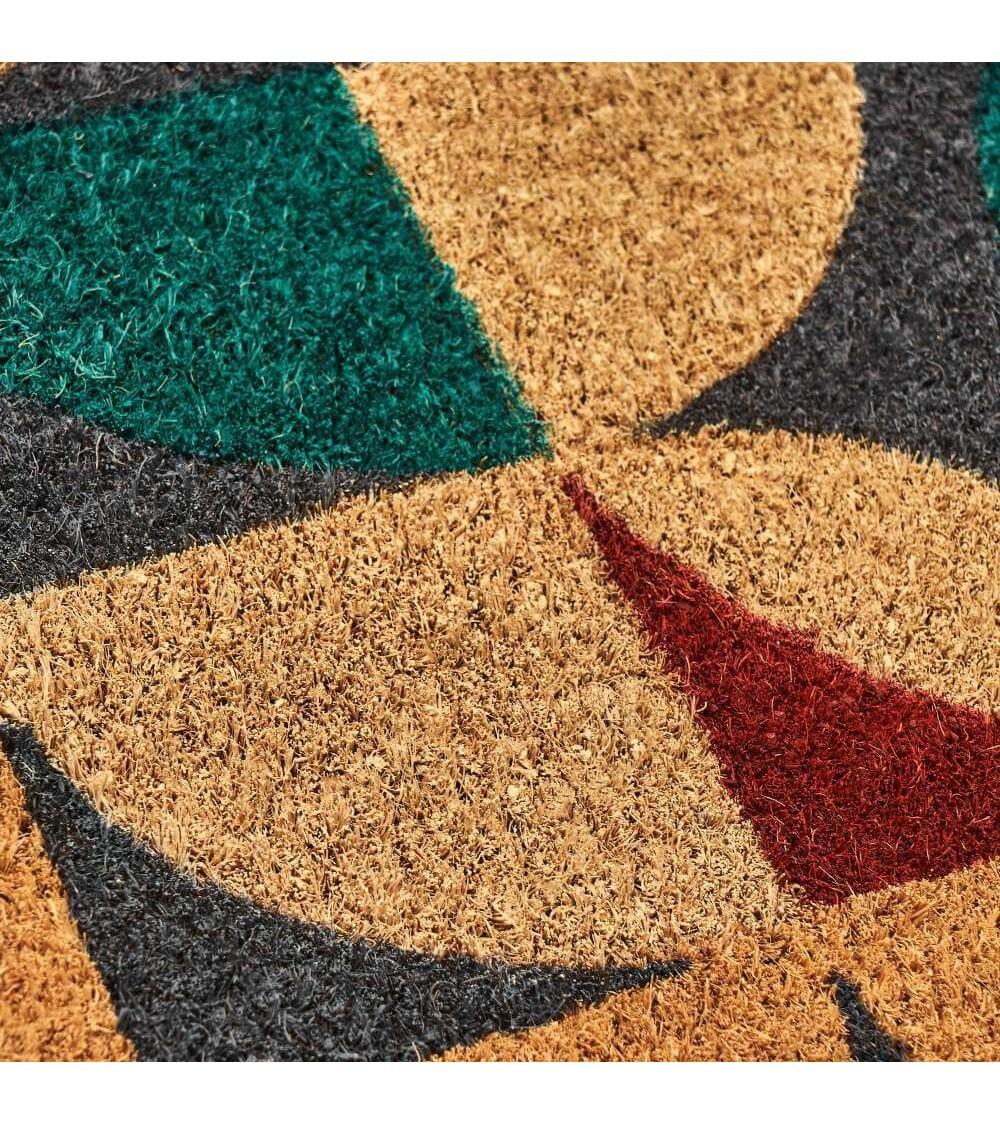 Dcasa Felpudo Antideslizante Geométrico De Fibra De Coco Natural De 60x40 Cm