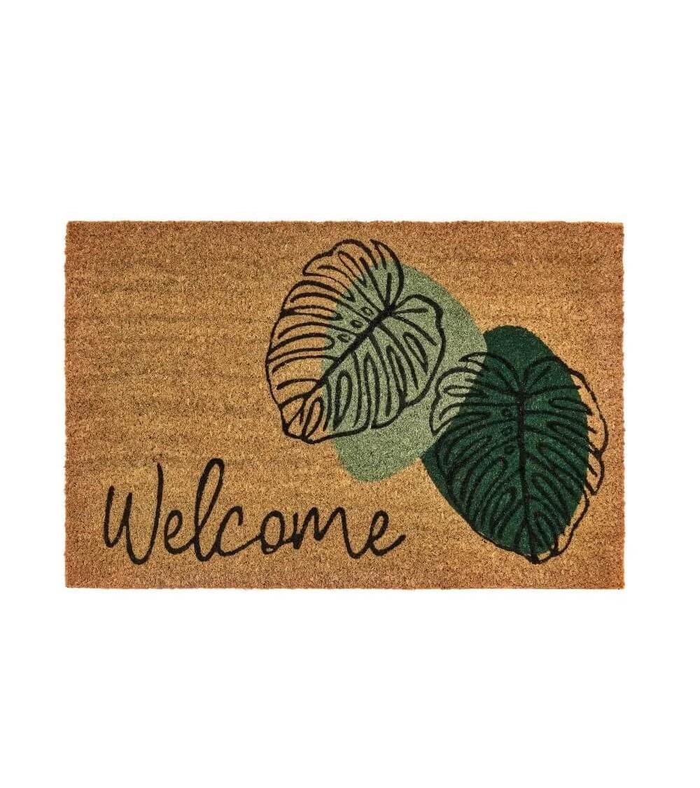 Dcasa Felpudo antideslizante hojas de fibra de coco natural de 60x40 cm