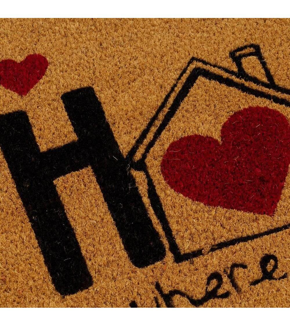 Dcasa Felpudo Antideslizante Home Negro De Fibra De Coco Natural De 60x40 Cm