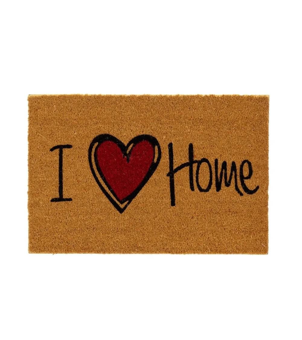 Dcasa Felpudo antideslizante Home negro de fibra de coco natural de 60x40 cm