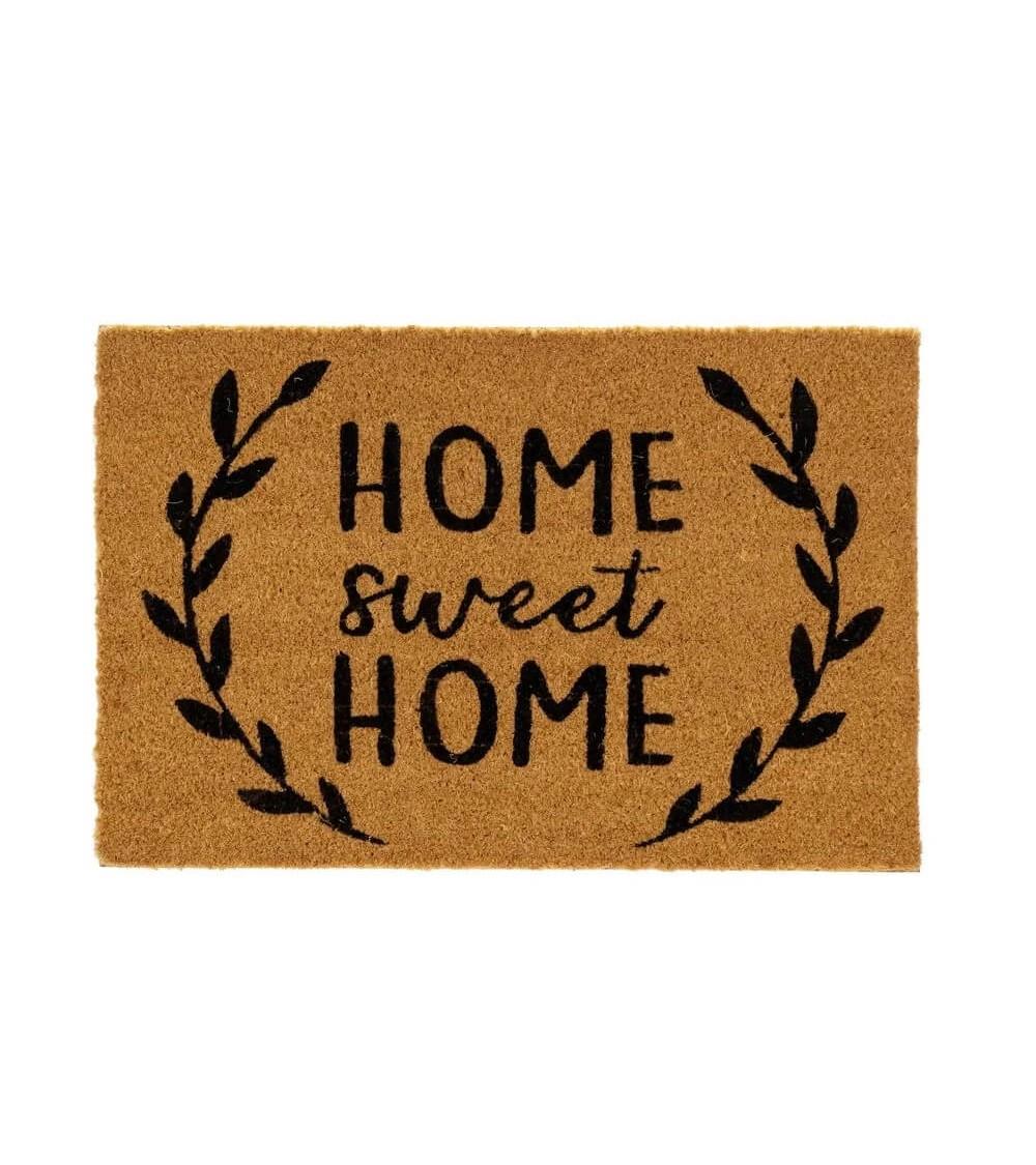 Dcasa Felpudo antideslizante Home negro de fibra de coco natural de 60x40 cm