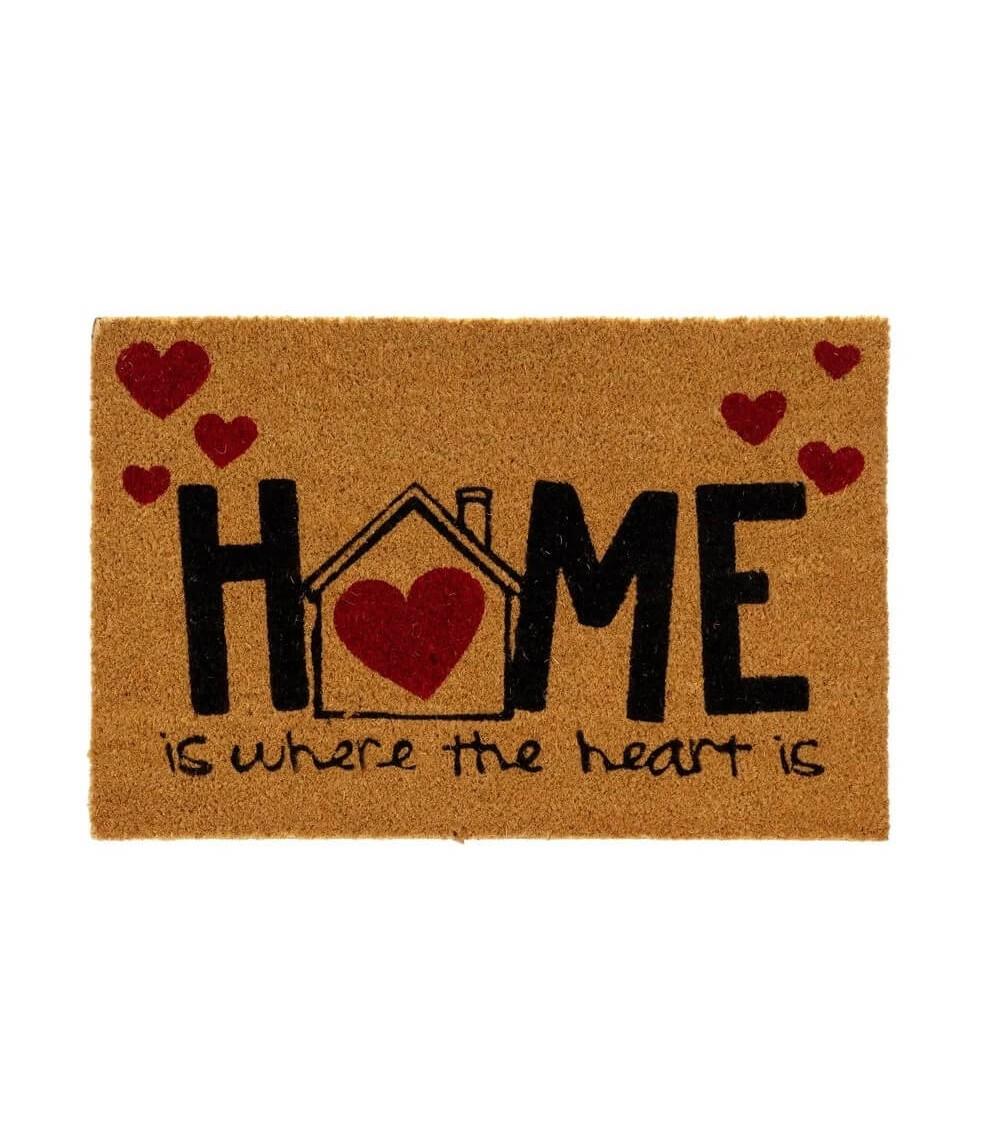 Dcasa Felpudo antideslizante Home negro de fibra de coco natural de 60x40 cm